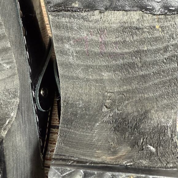 Torpatoffeln Black Patent Leather Cape Clogs Mules Size 36 (5.5/6) Wooden Heel - Picture 14 of 16